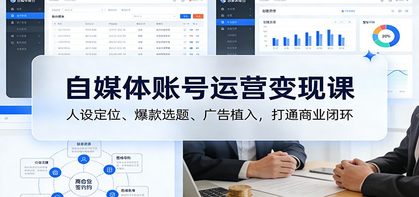 自媒体账号运营变现课：人设定位、爆款选题、广告植入，打通商业闭环-情久项目网