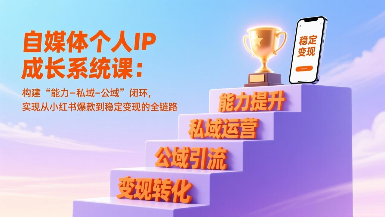 自媒体个人IP成长系统课：构建“能力-私域-公域”闭环，实现从小红书爆款到稳定变现的全链路-情久项目网