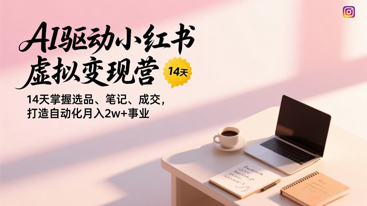 AI驱动小红书虚拟变现营，14天掌握选品、笔记、成交，打造自动化月入2w+事业-情久项目网