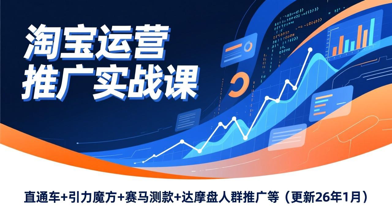 淘宝运营推广实战课，直通车+引力魔方+赛马测款+达摩盘人群推广等(更新26年1月-情久项目网