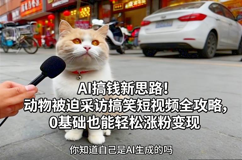 AI搞钱新思路！动物被迫采访搞笑短视频全攻略，0基础也能轻松涨粉变现-情久项目网