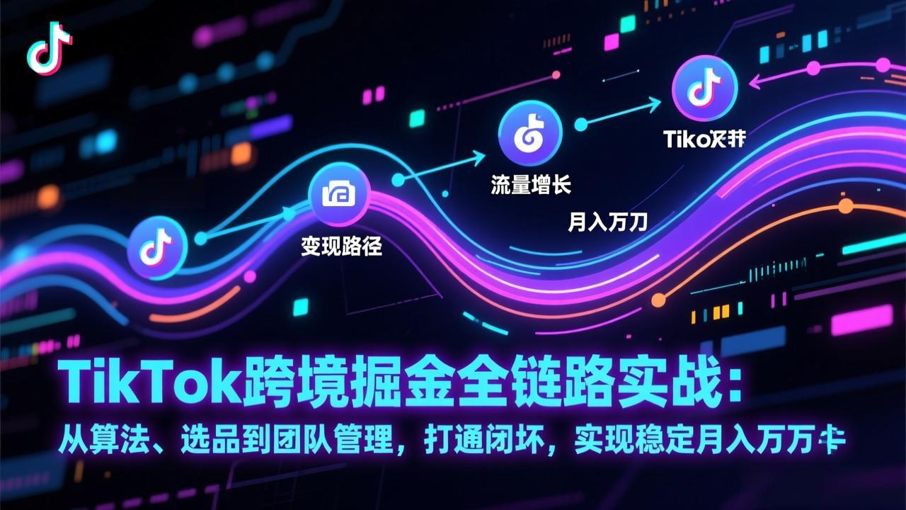 TikTok跨境掘金全链路实战：从算法、选品到团队管理，打通闭环，实现稳定月入万刀-情久项目网