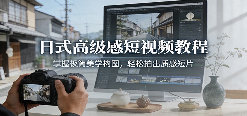 日式高级感短视频教程：掌握极简美学构图，轻松拍出质感短片-情久项目网