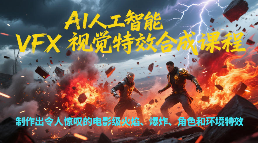 AI人工智能VFX视觉特效合成课程，制作出令人惊叹的电影级火焰、爆炸、角色和环境特效-情久项目网