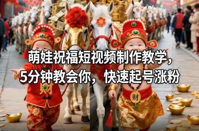 萌娃祝福短视频制作教学，5分钟教会你，快速起号涨粉-情久项目网
