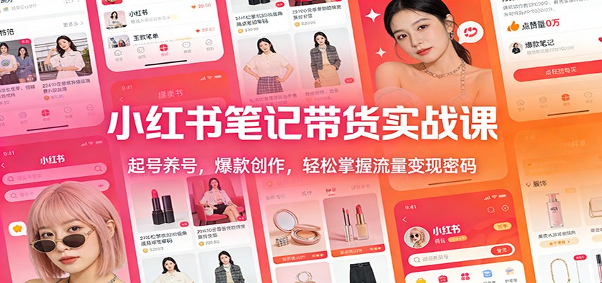 小红书笔记带货实战课：起号养号，爆款创作，轻松掌握流量变现密码-情久项目网