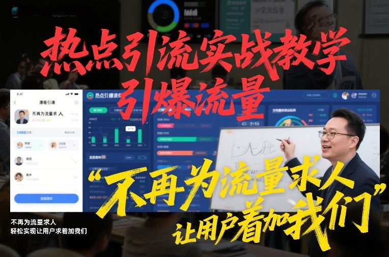 热点引流实战教学，引爆流量，不再为流量求人，轻松实现让用户求着加我们-情久项目网