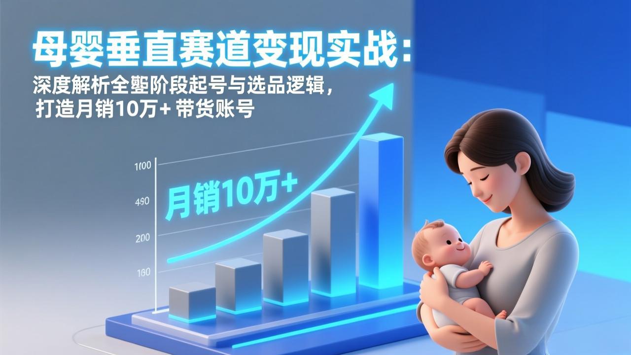 母婴垂直赛道变现实战：深度解析三大阶段起号与选品逻辑，打造月销10万+带货账号-情久项目网