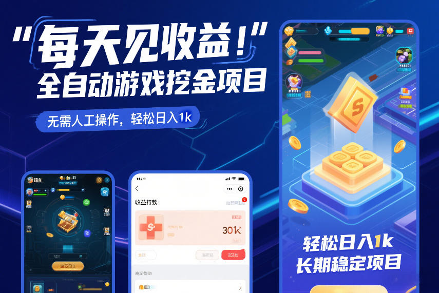 每天见收益，全自动游戏挖金项目，无需人工操作，轻松日入1k，长期稳定项目【揭秘】-情久项目网