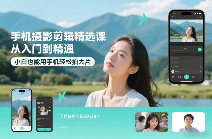 手机摄影剪辑精选课，从入门到精通，小白也能用手机轻松拍大片-情久项目网