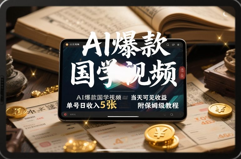 AI爆款国学视频，独家起号方法，小白直接上手，当天可见收益，单号日收入5张+附保姆级教程-情久项目网