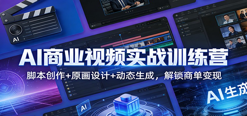 AI商业视频实战训练营：脚本创作+原画设计+动态生成，解锁商单变现-情久项目网