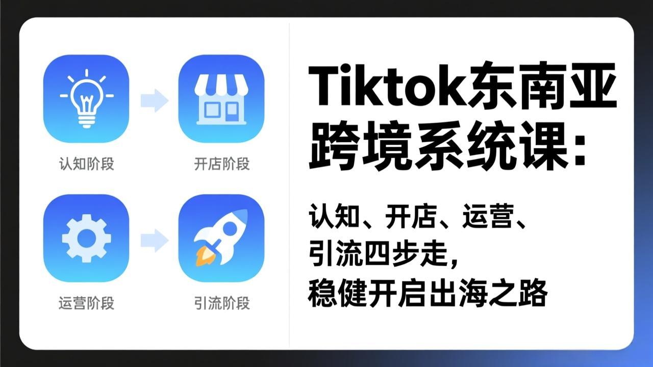 TikTok东南亚跨境系统课：认知、开店、运营、引流四步走，稳健开启出海之路-情久项目网