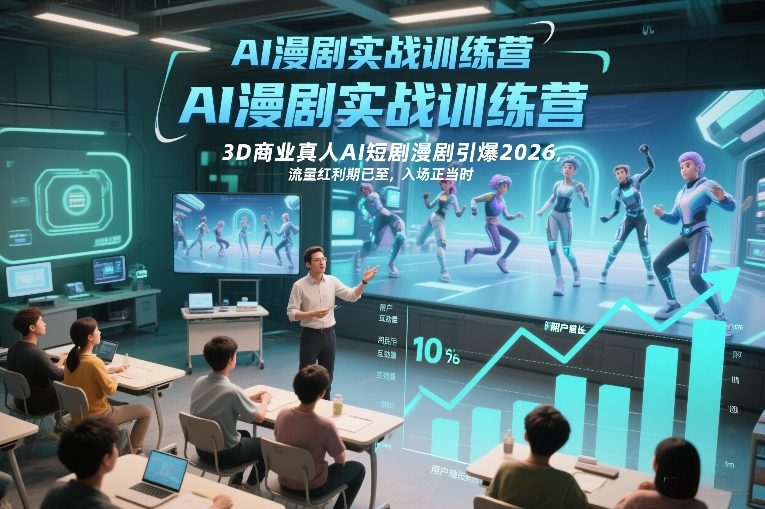 AI漫剧实战训练营，3D商业真人AI短剧漫剧引爆2026，流量红利期已至，入场正当时-情久项目网