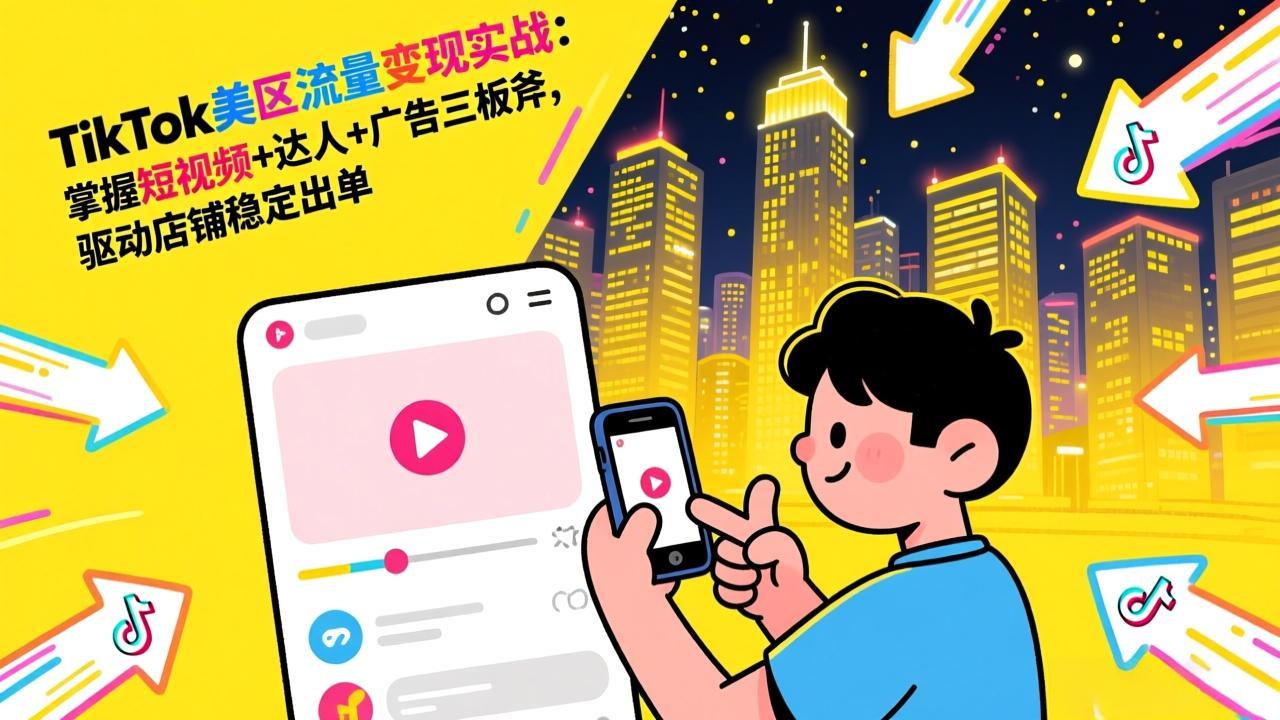 TikTok美区流量变现实战：掌握短视频+达人+广告三板斧，驱动店铺稳定出单-情久项目网