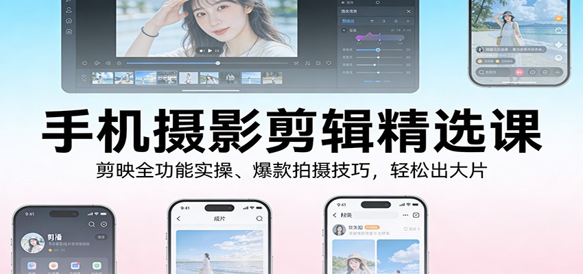 手机摄影剪辑精选课：剪映全功能实操、爆款拍摄技巧，轻松出大片-情久项目网
