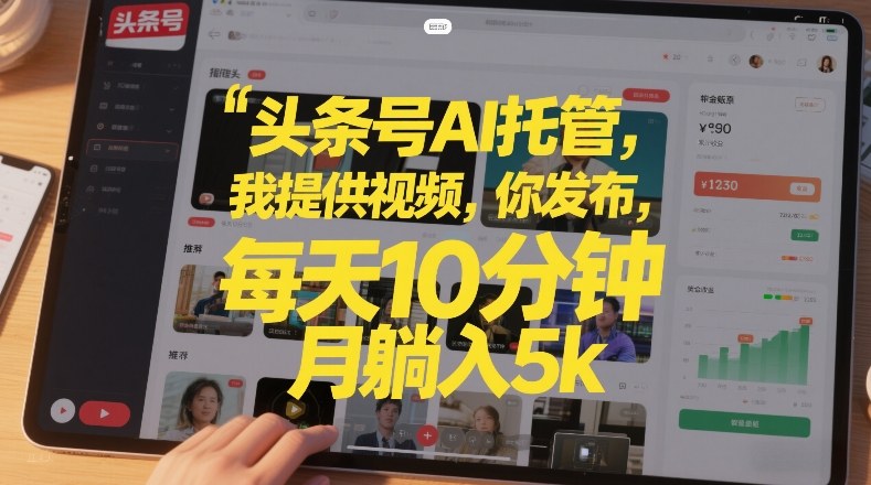 头条号AI托管，我提供视频，你发布，每天10分钟，月躺入5k+【揭秘】-情久项目网
