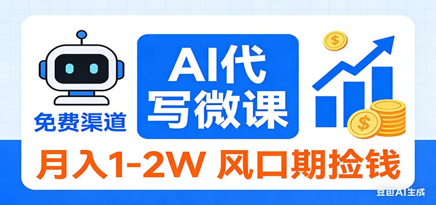 2026告别打工！AI 代写微课，提供免费渠道，月入 1-2W 风口期捡钱-情久项目网