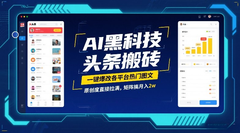 AI黑科技头条搬砖，一键爆改各平台热门图文，原创度直接拉满，矩阵搞月入2W【揭秘】-情久项目网