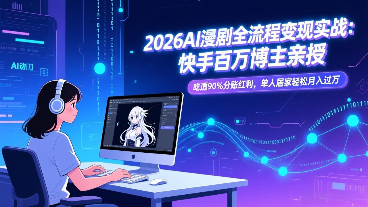 2026AI漫剧全流程变现实战：快手百万博主亲授，吃透90%分账红利，单人居家轻松月入过万-情久项目网
