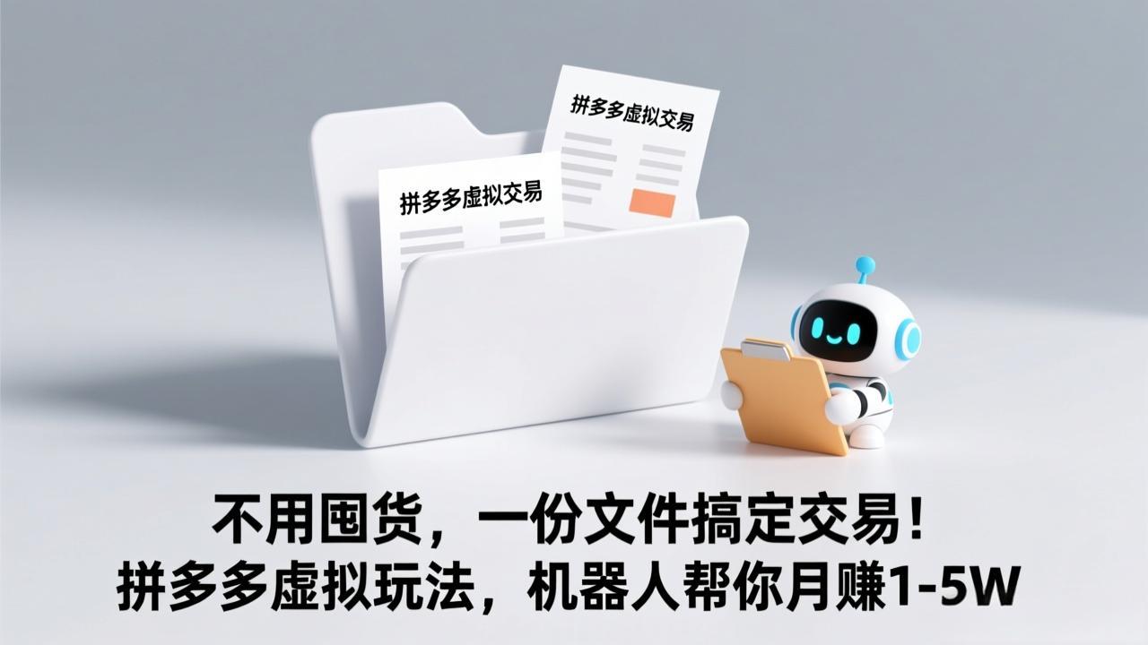 不用囤货，一份文件搞定交易！拼多多虚拟玩法，机器人帮你月赚 1-5W-情久项目网