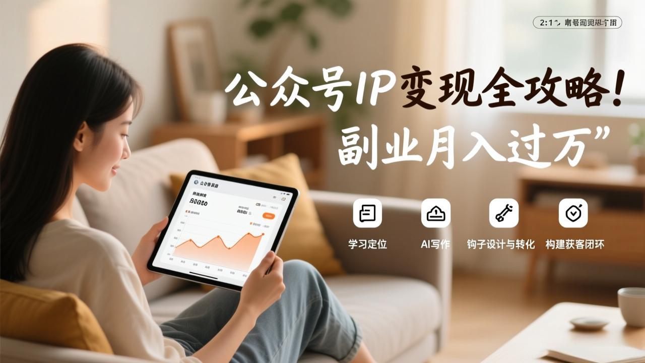 公众号IP变现全攻略，学习定位、AI写作、钩子设计与转化，构建获客闭环，副业月入过万-情久项目网
