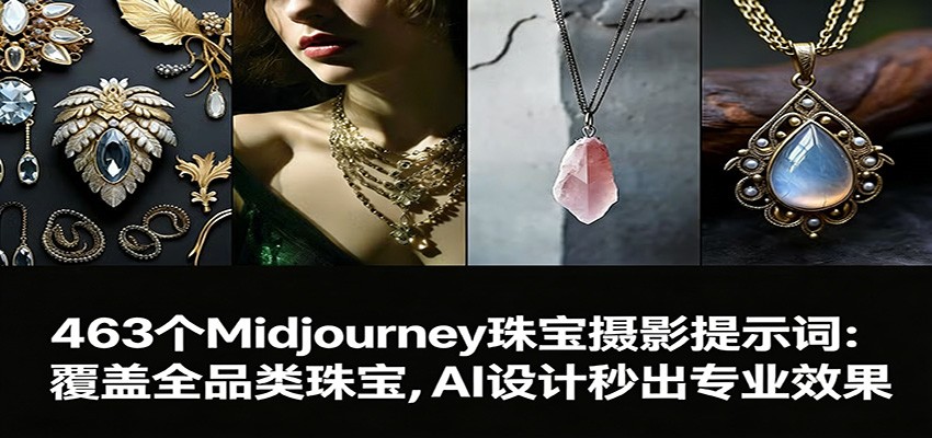 463个Midjourney珠宝摄影提示词：覆盖全品类珠宝，AI设计秒出专业效果-情久项目网