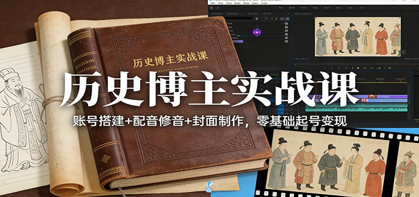 历史博主实战课：账号搭建+配音修音+封面制作，零基础起号变现-情久项目网