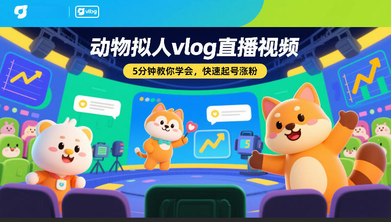 动物拟人vlog直播视频，5分钟教你学会，快速起号涨粉-情久项目网