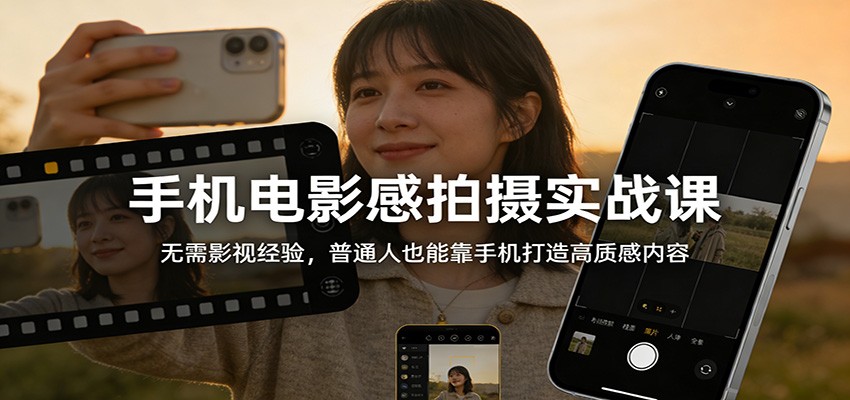 手机电影感拍摄实战课：无需影视经验，普通人也能靠手机打造高质感内容-情久项目网