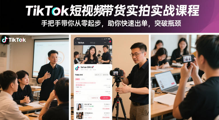 TikTok短视频带货实拍实战课程，手把手带你从零起步，助你快速出单，突破瓶颈-情久项目网