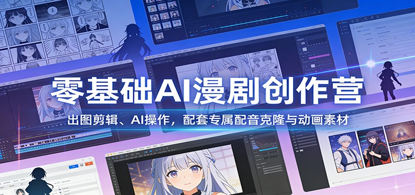 零基础AI漫剧创作营：出图剪辑、AI操作，配套专属配音克隆与动画素材-情久项目网