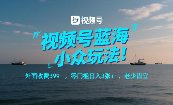 视频号蓝海小众玩法！外面收费399，零门槛日入3张+，老少皆宜-情久项目网