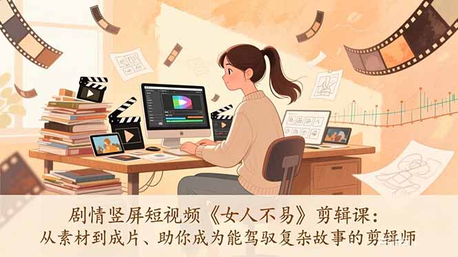 剧情竖屏短视频《女人不易》剪辑课：从素材到成片、助你成为能驾驭复杂故事的剪辑师-情久项目网