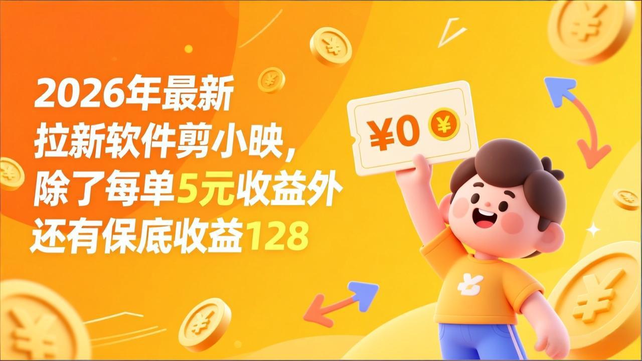 最新拉新软件剪小映，除了每单5元收益外还有保底收益128-情久项目网