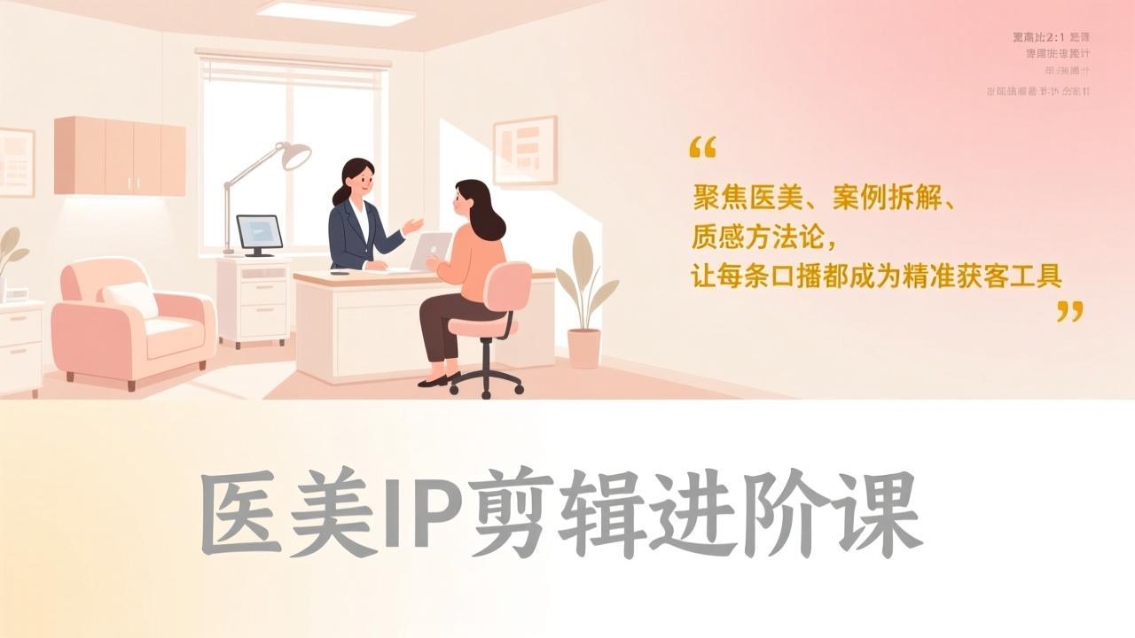 医美IP剪辑进阶课，聚焦医美、案例拆解、质感方法论，让每条口播都成为精准获客工具-情久项目网