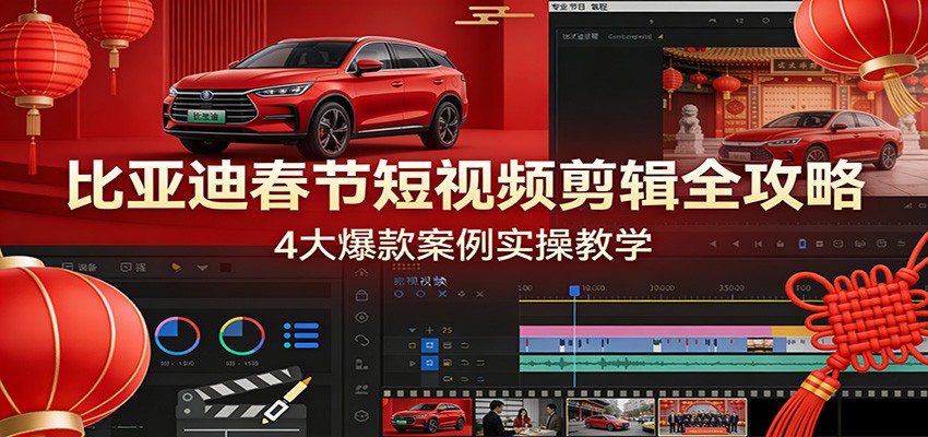 比亚迪春节短视频剪辑全攻略，4大爆款案例实操教学-情久项目网