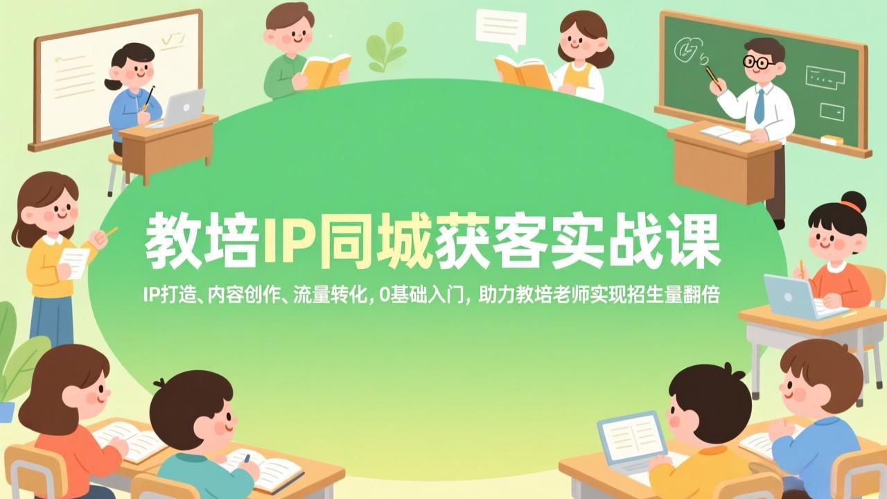 教培IP同城获客实战课，IP打造、内容创作、流量转化，0基础入门，助力教培老师实现招生量翻倍-情久项目网