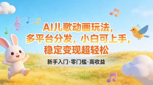 AI儿歌动画玩法，多平台分发，小白可上手，稳定变现超轻松-情久项目网