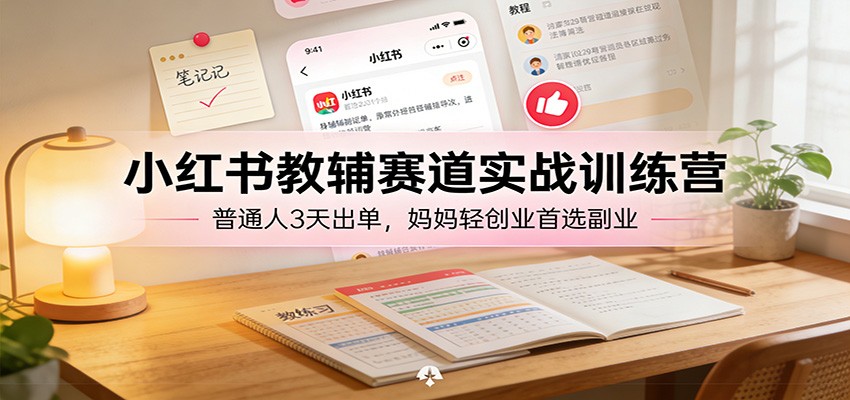 小红书教辅赛道实战训练营：普通人3天出单，妈妈轻创业首选副业-情久项目网