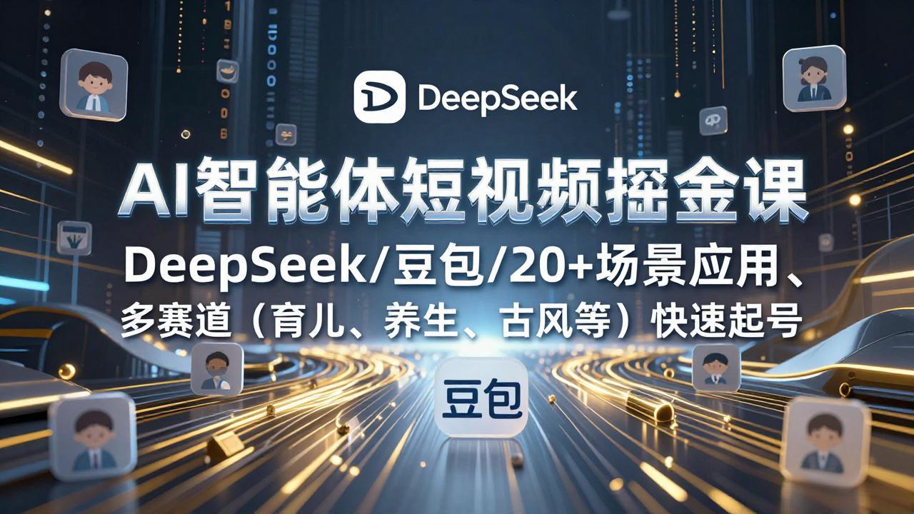 AI智能体短视频掘金课，DeepSeek/豆包/20+场景应用、多赛道(育儿、养生、古风等-情久项目网
