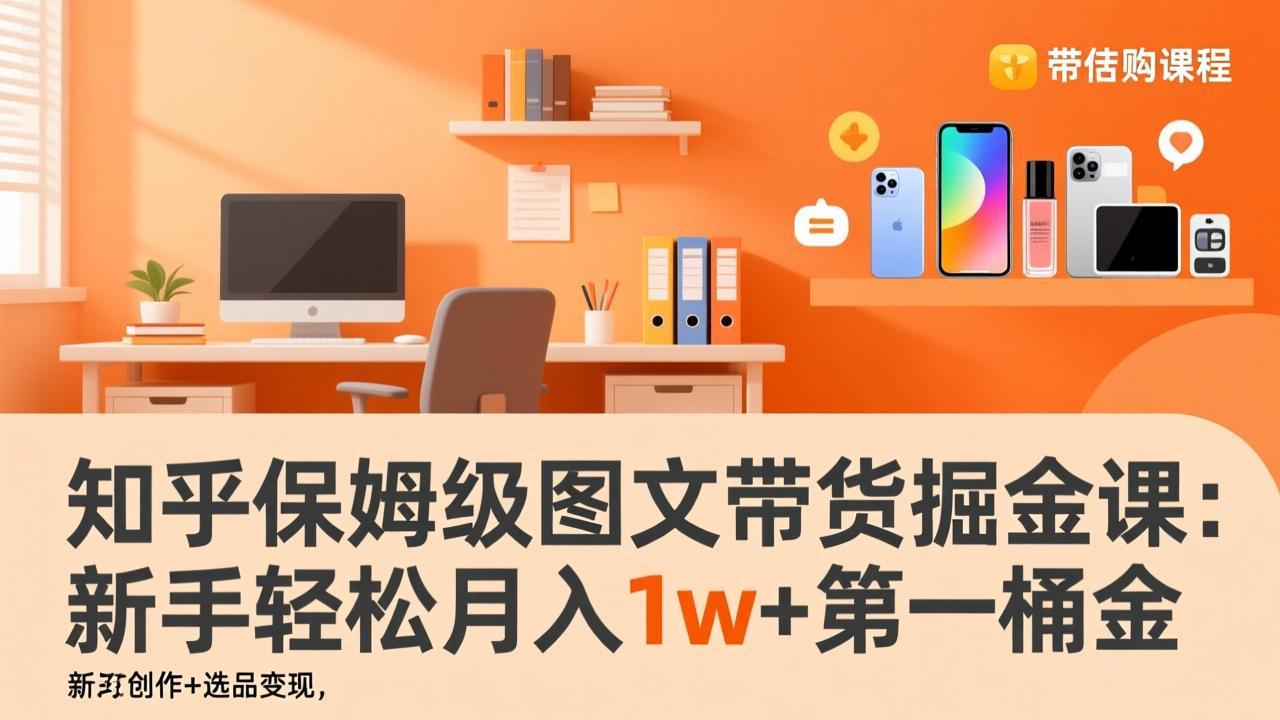 知乎保姆级图文带货掘金课：账号打造+爆文创作+选品变现，新手轻松月入1w+第一桶金-情久项目网