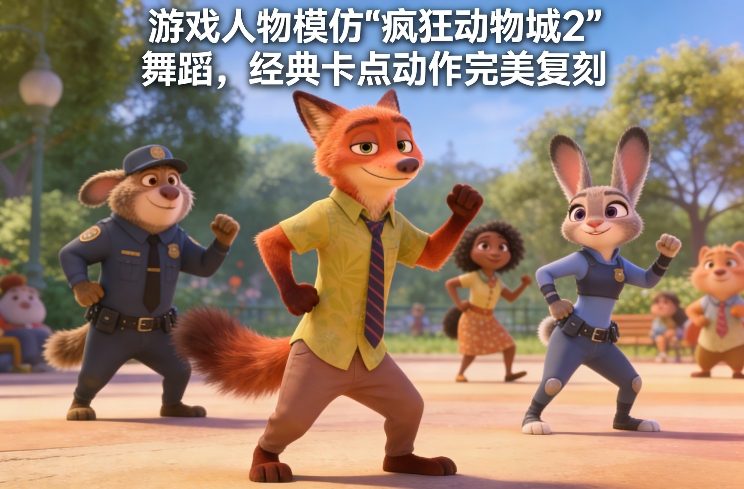 游戏人物模仿“疯狂动物城2”舞蹈，经典卡点动作完美复刻-情久项目网