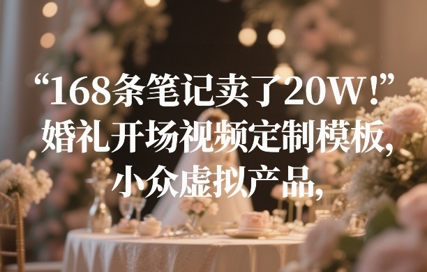 168条笔记卖了20W！婚礼开场视频定制模板，小众虚拟产品-情久项目网