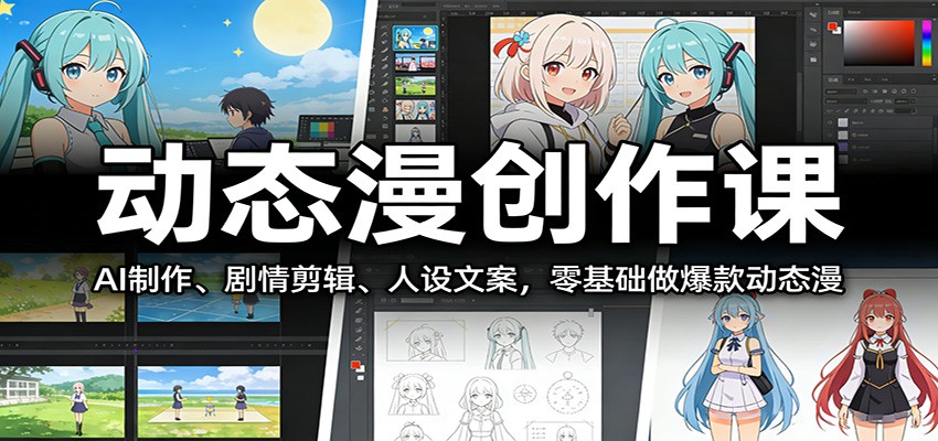动态漫创作课：AI制作、剧情剪辑、人设文案，零基础做爆款动态漫-情久项目网