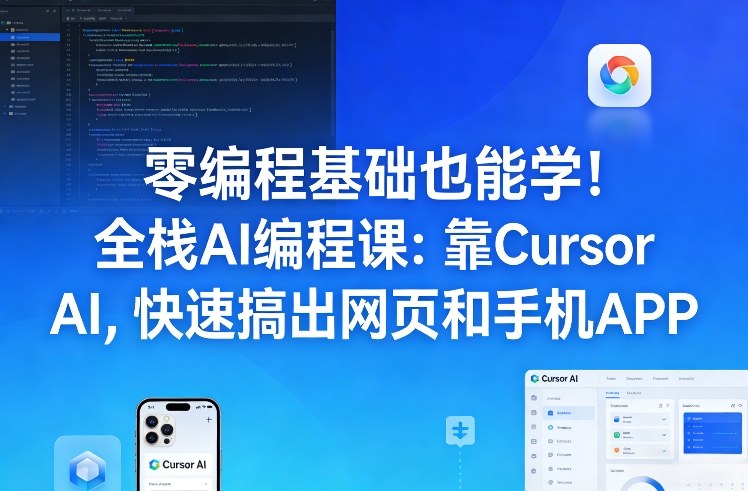 零编程基础也能学！全栈AI编程课：靠Cursor AI，快速搞出网页和手机APP-情久项目网