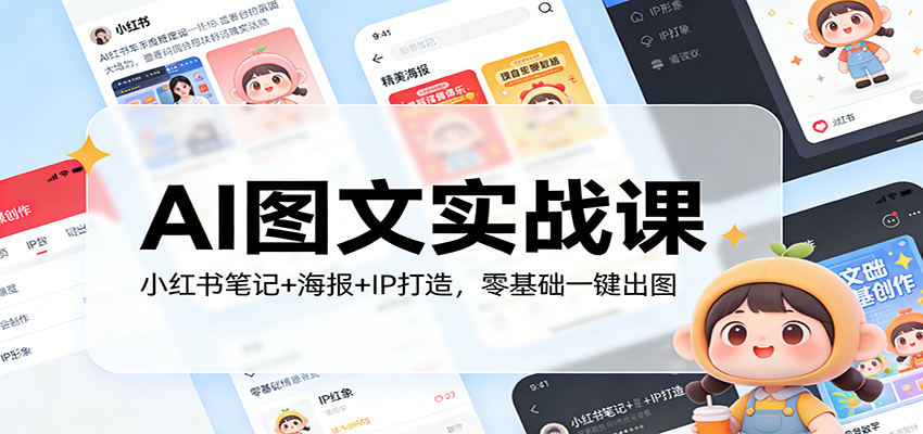AI图文实战课：小红书笔记+海报+IP打造，零基础一键出图-情久项目网