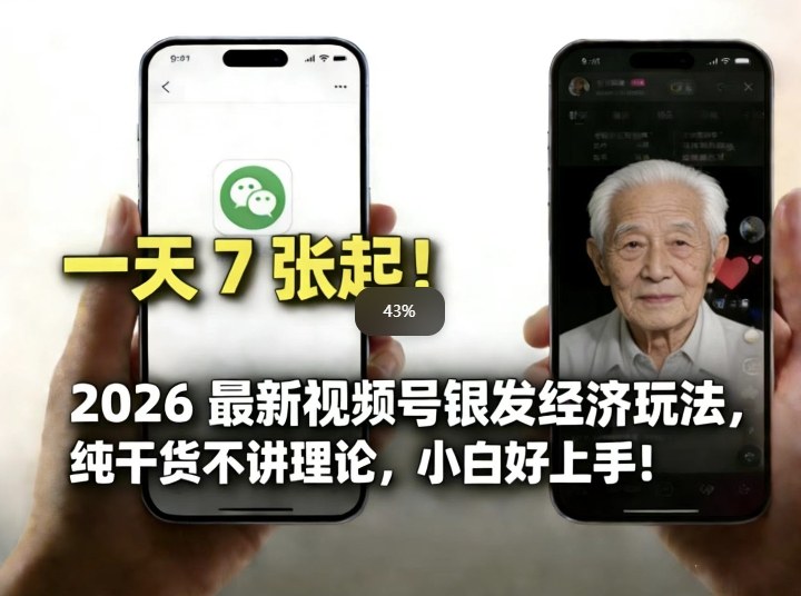 2026最新视频号银发经济玩法，轻松每天7张起，小白也可做-情久项目网