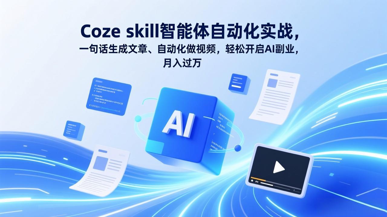 Coze skill智能体自动化实战，一句话生成文章、自动化做视频，轻松开启AI副业，月入过万-情久项目网