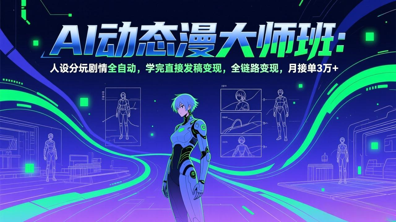AI动态漫剧大师班：人设分镜剧情全自动，学完直接发稿变现，全链路变现，月接单3万+-情久项目网